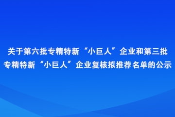 河南?。旱诹鷮＞匦隆靶【奕恕逼髽I(yè)和第三批專精特新“小巨人”企業(yè)復核擬推薦名單公示