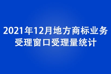 2021年12月地方商標業(yè)務受理窗口受理量統(tǒng)計